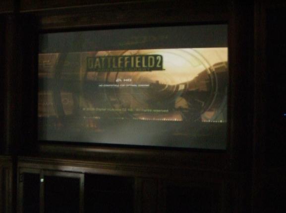 Not a great quality photo, but it looked amazing in person.  His son and friends love to gather here and play video games as well as watch movies.